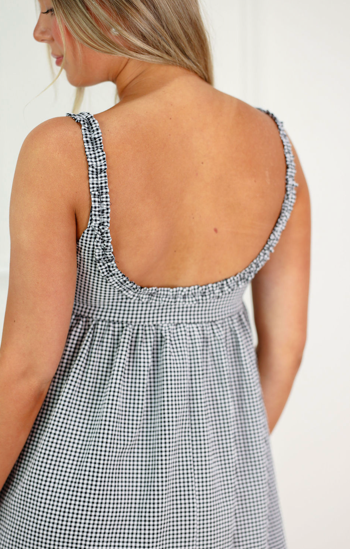 Babydoll Check Dress Black