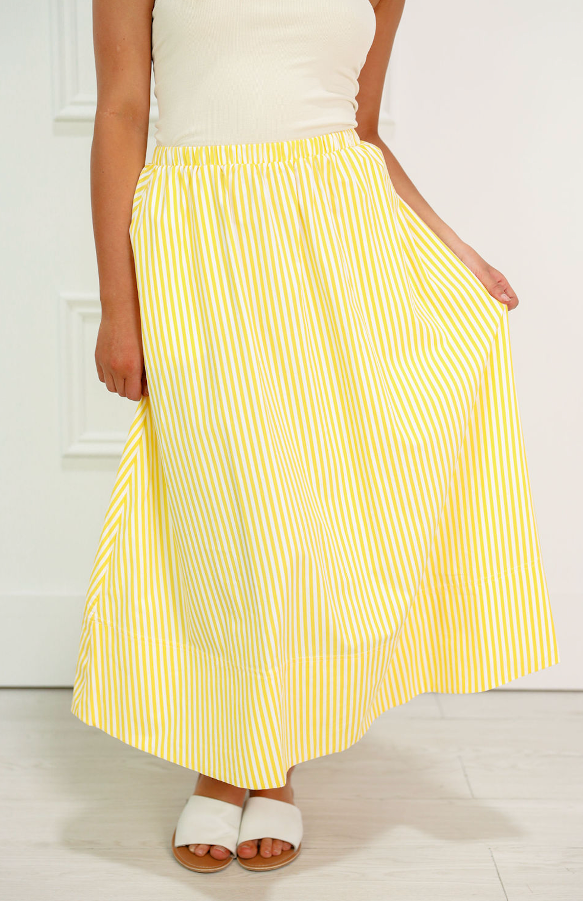 Striped Flowy Skirt Yellow - Clothe Boutique