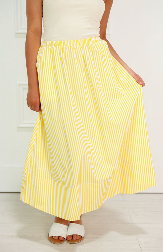 Striped Flowy Skirt Yellow
