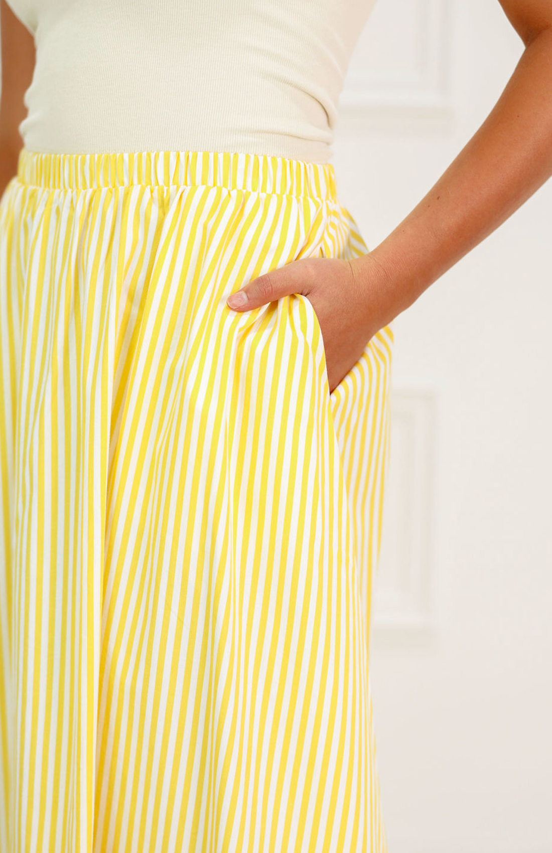 Striped Flowy Skirt Yellow - Clothe Boutique