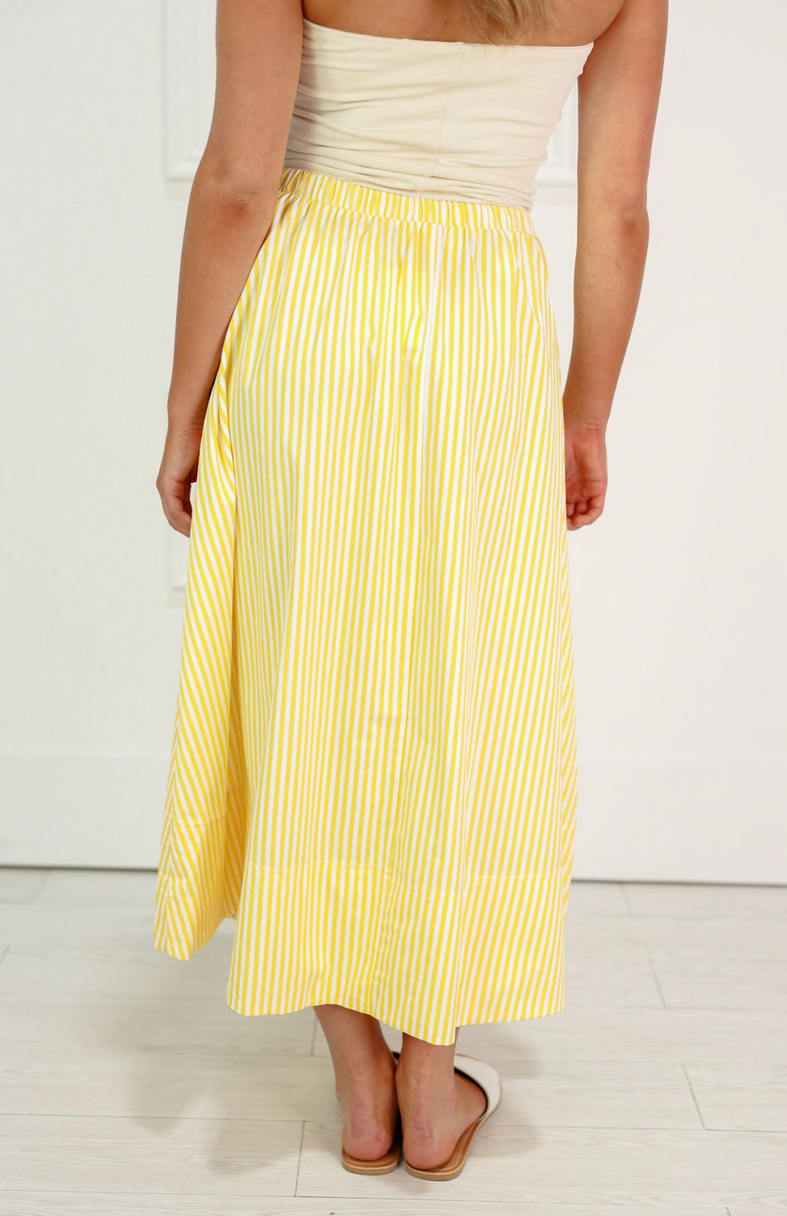 Striped Flowy Skirt Yellow - Clothe Boutique