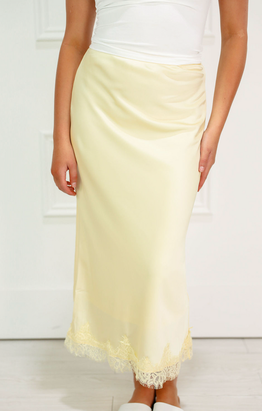 Butter Lace Hem Midi Skirt