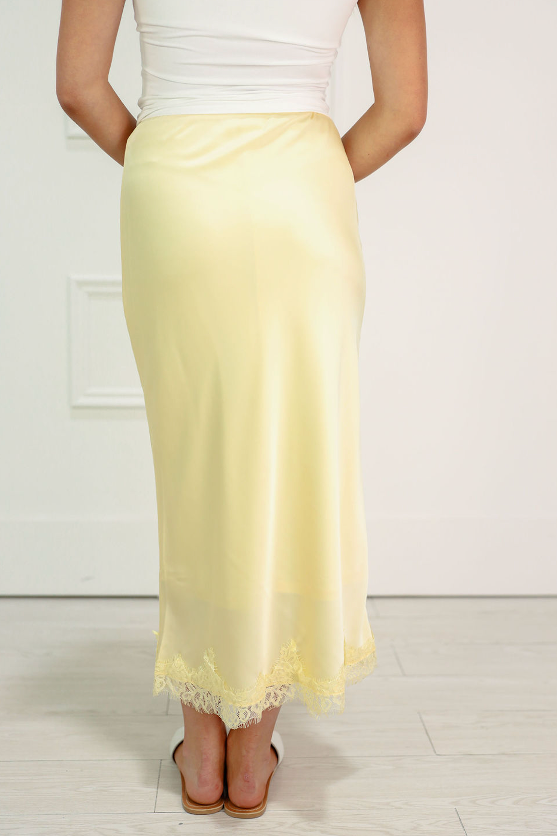 Butter Lace Hem Midi Skirt
