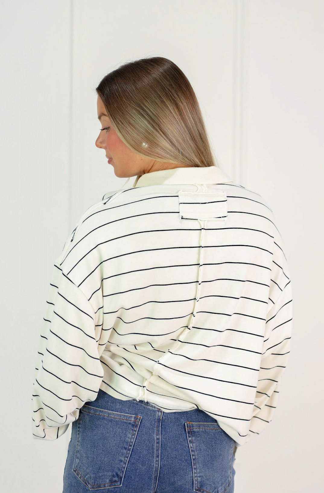 Stripe Oversized Polo Tunic Top - Clothe Boutique