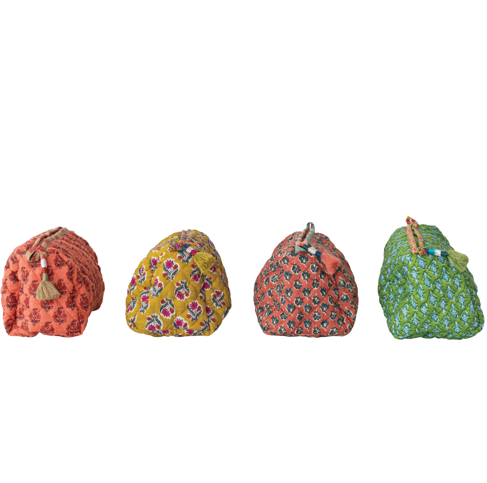 Quilted Velvet Zip Pouch