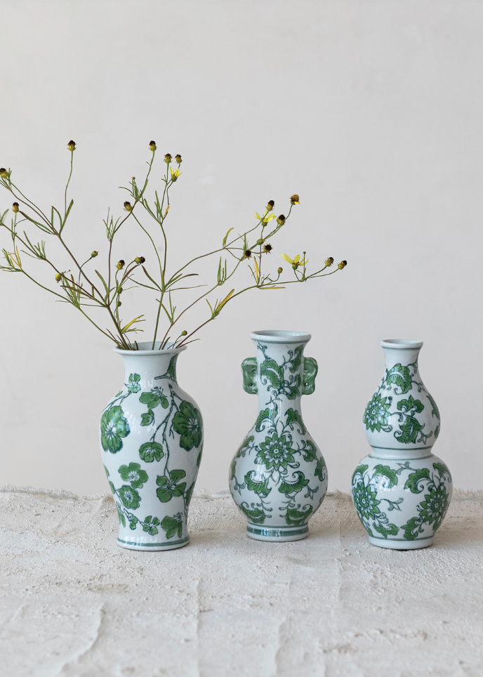 Floral Stoneware Vase