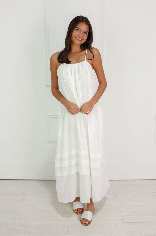 Pleated Cotton Maxi Dress