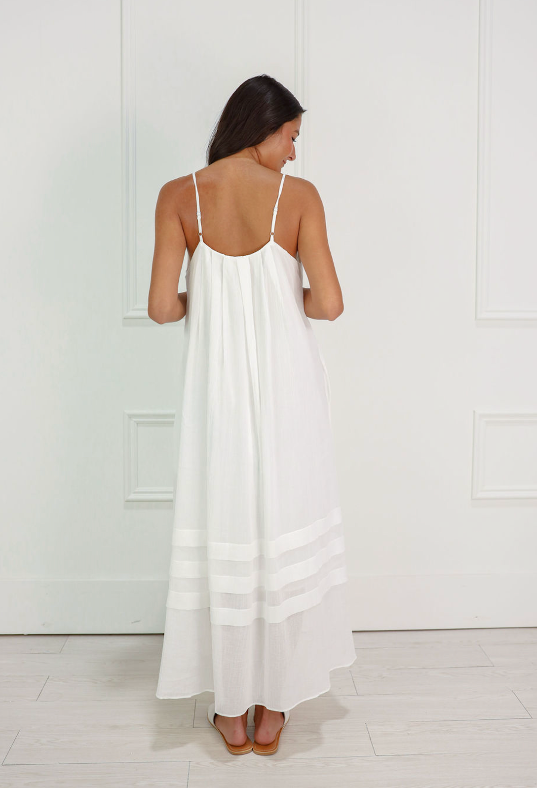 Pleated Cotton Maxi Dress