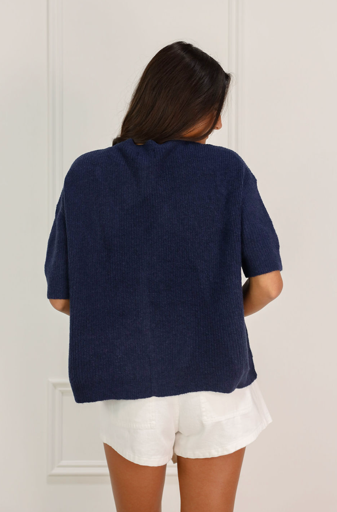 Navy Ribbed Button Down Cardi