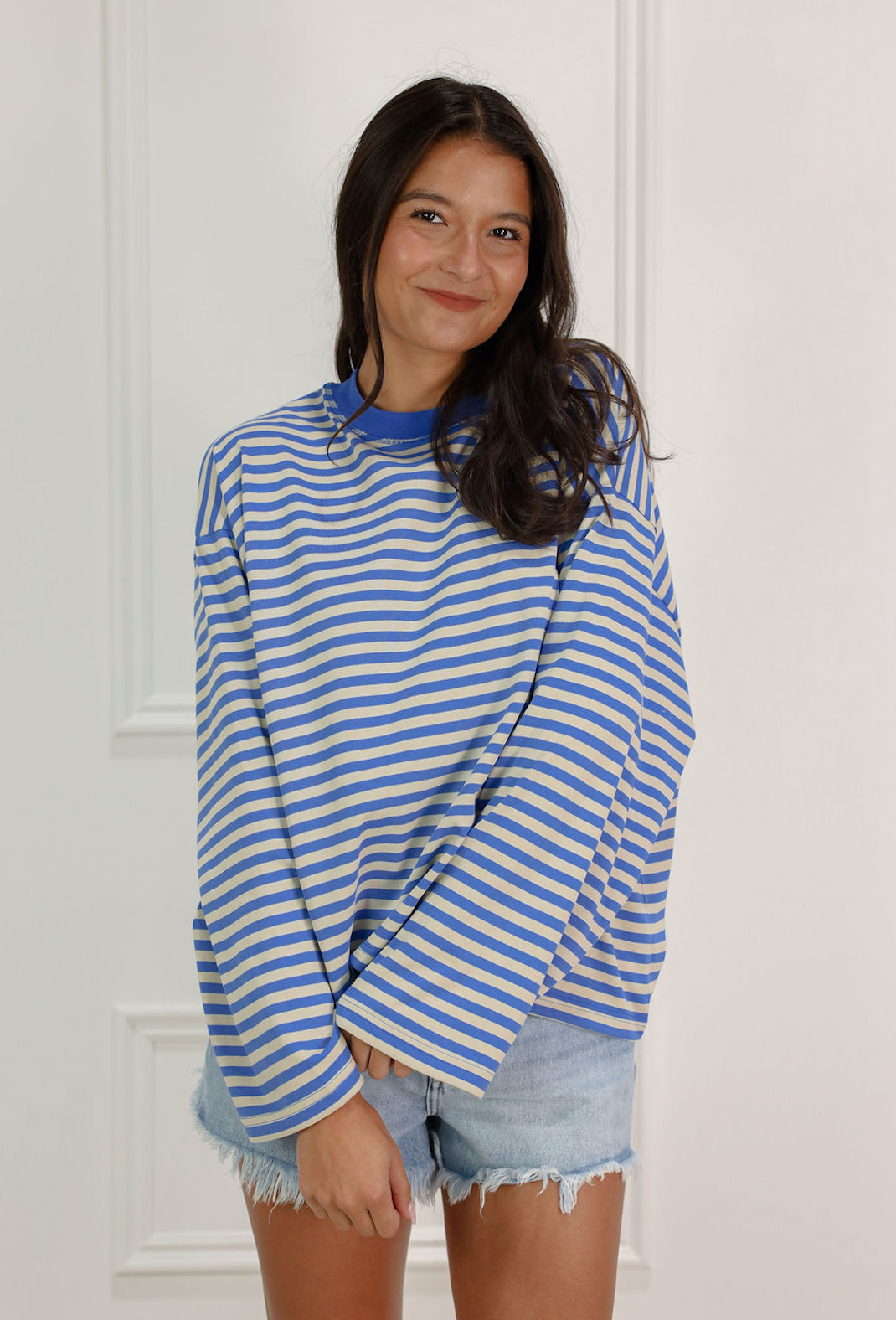 Stripe Long Sleeve Top Sky
