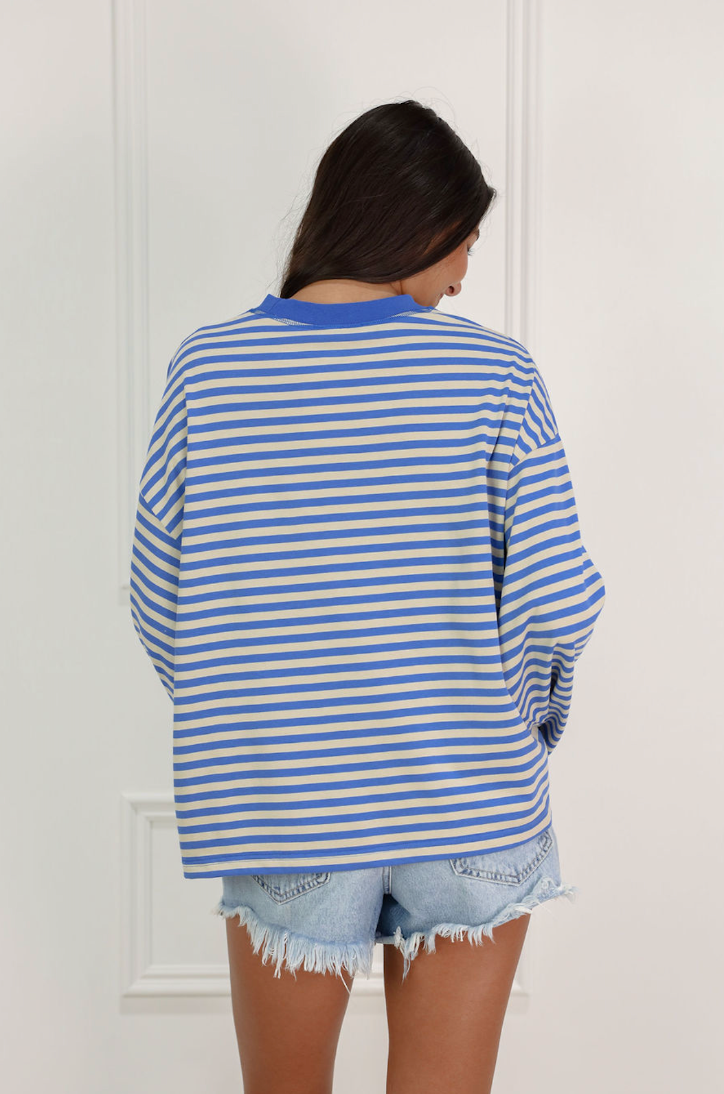 Stripe Long Sleeve Top Sky