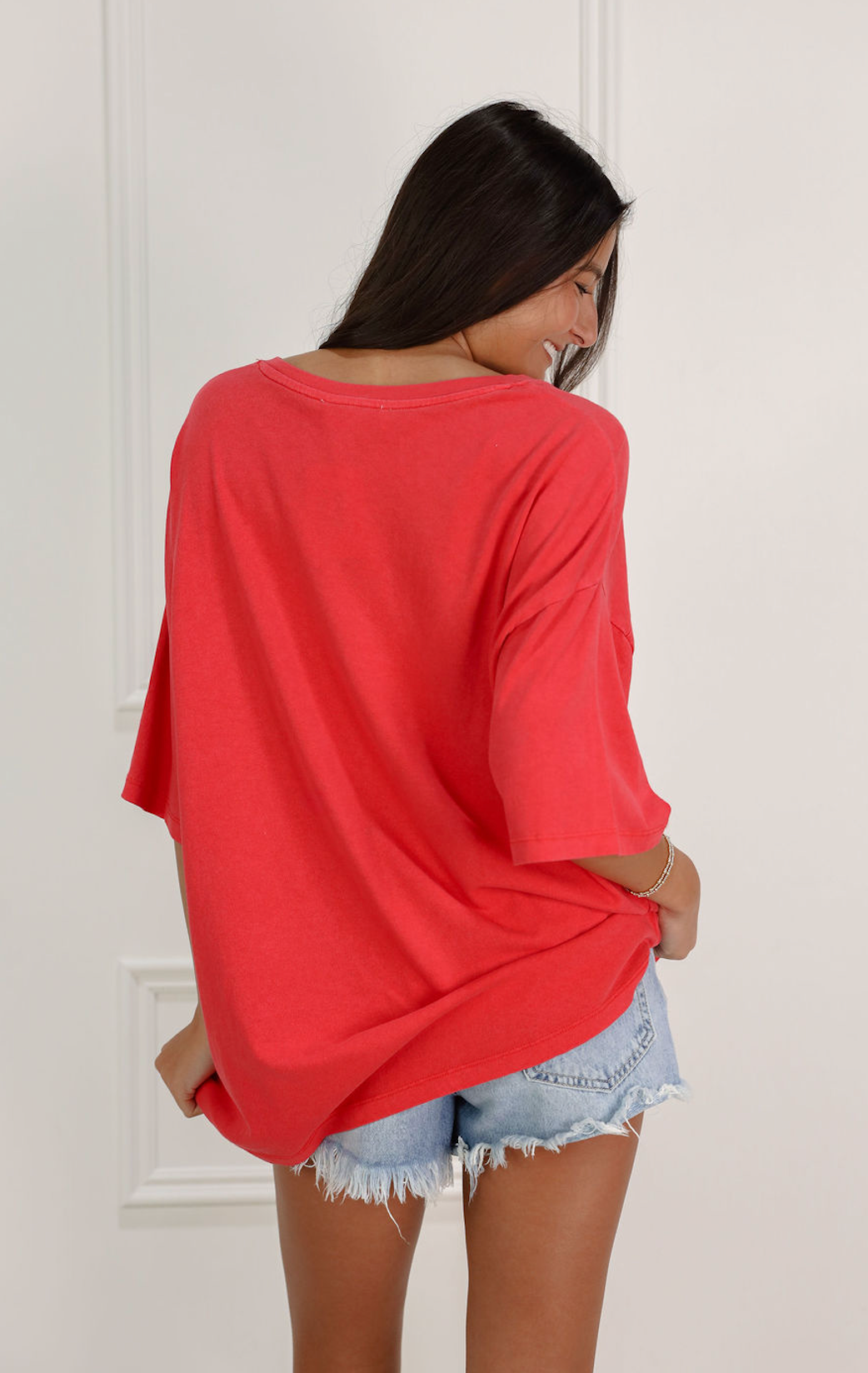 Varsity V-neck T-shirt Red