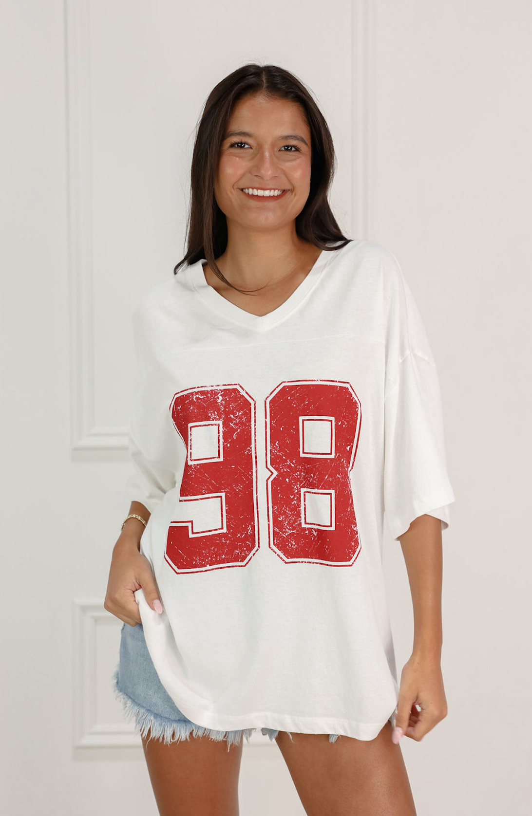 Varsity V-neck T-shirt White
