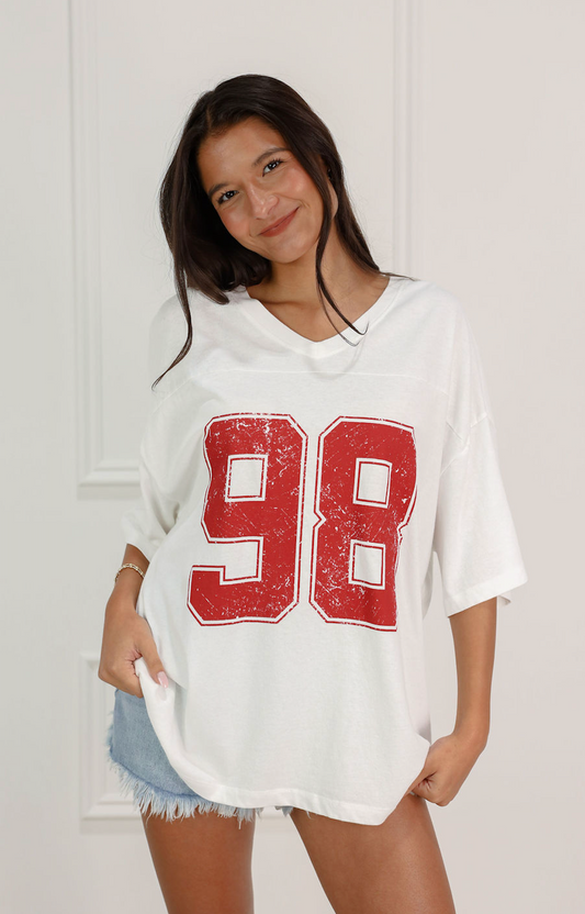 Varsity V-neck T-shirt White