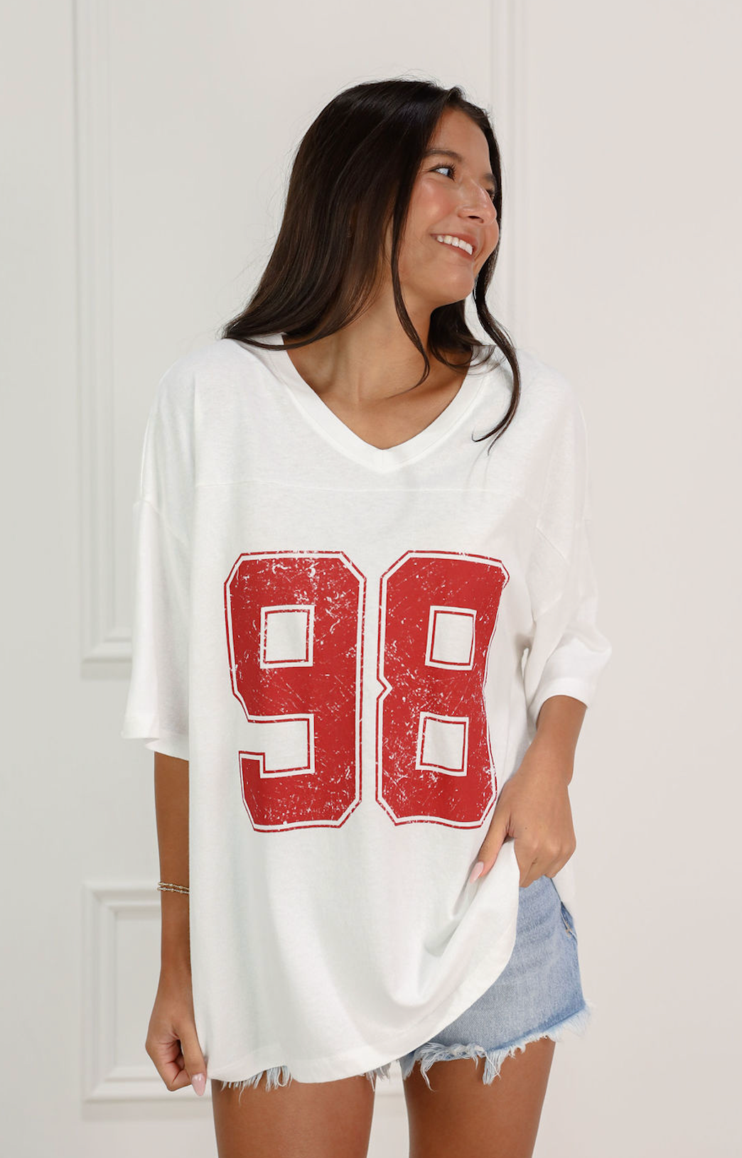 Varsity V-neck T-shirt White
