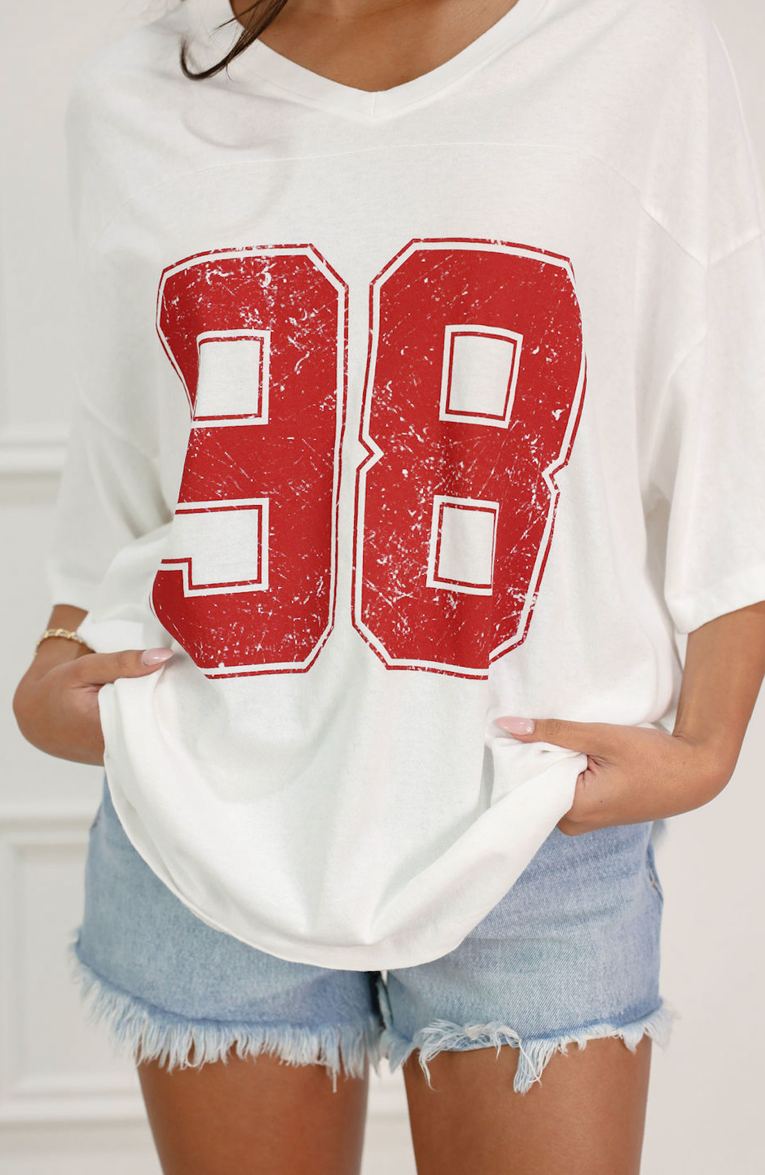 Varsity V-neck T-shirt White