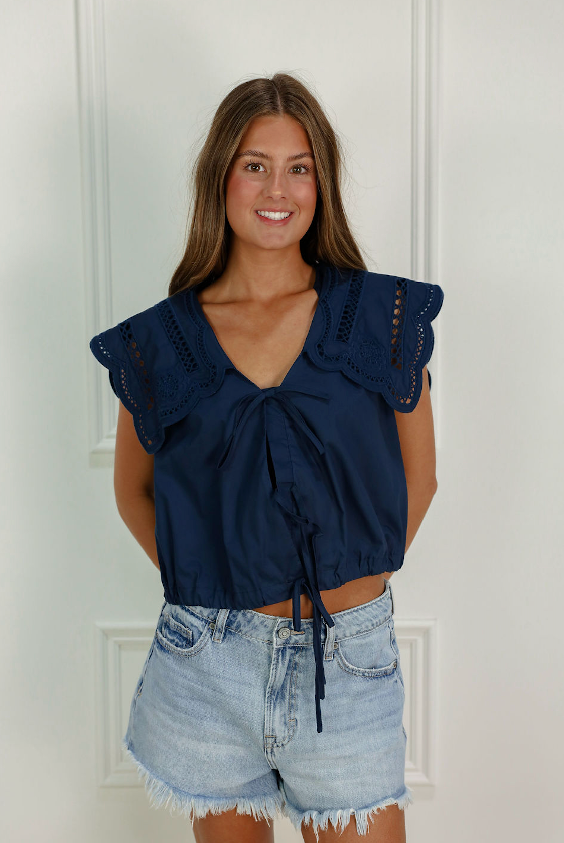Sophie Collar Blouse Navy