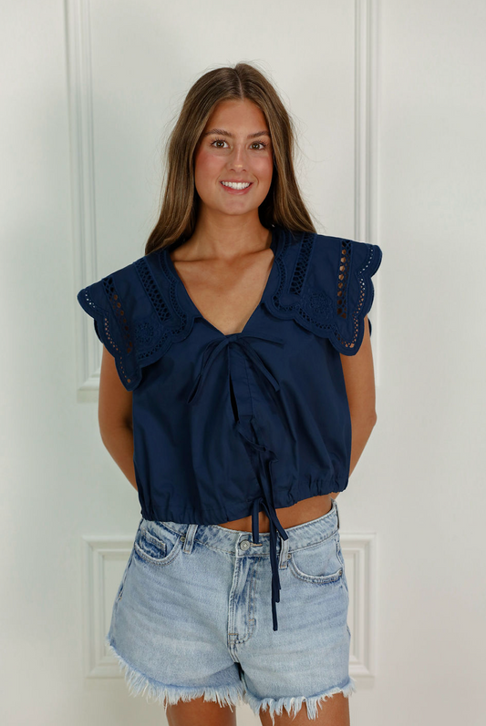 Sophie Collar Blouse Navy