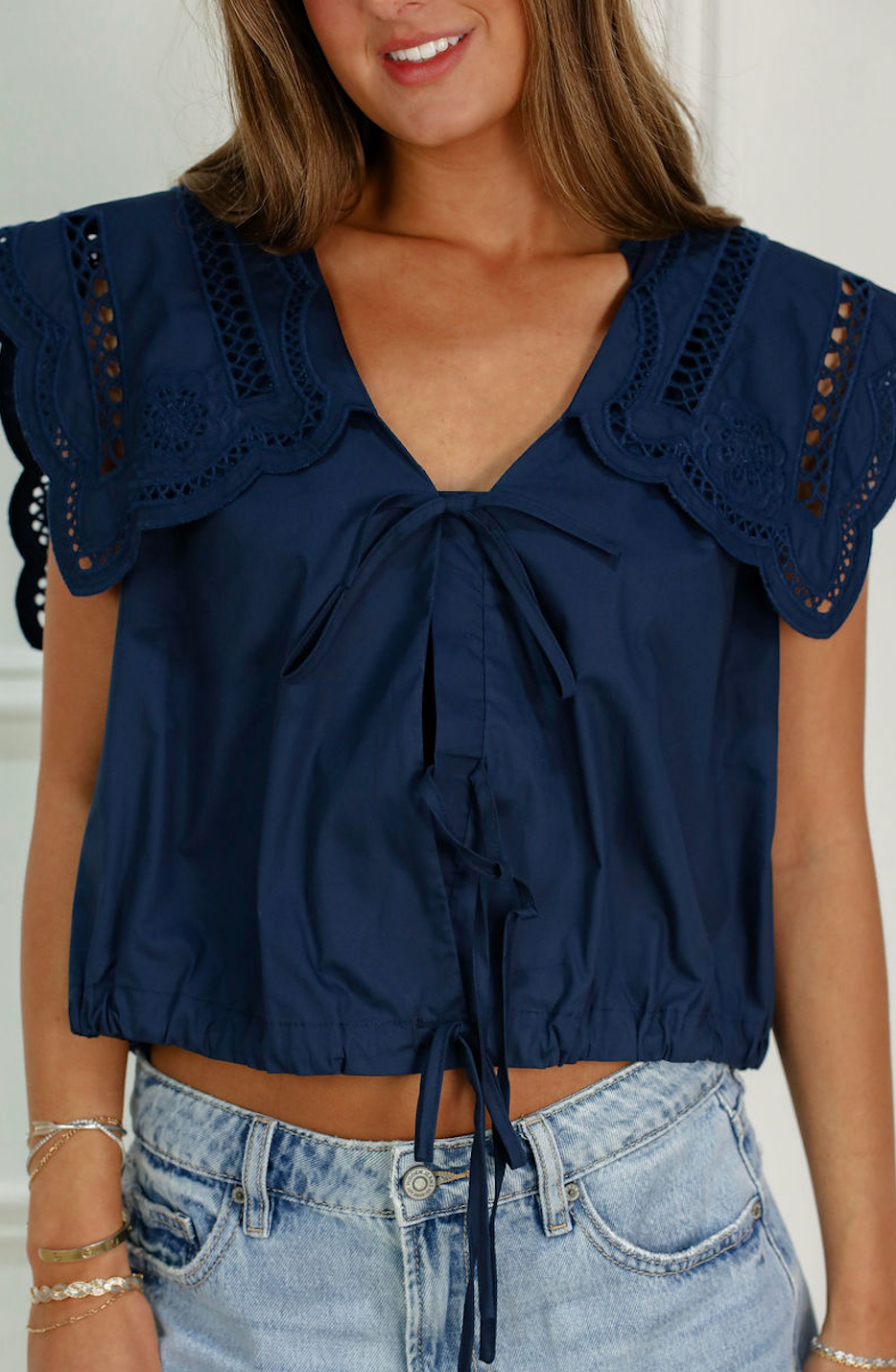 Sophie Collar Blouse Navy