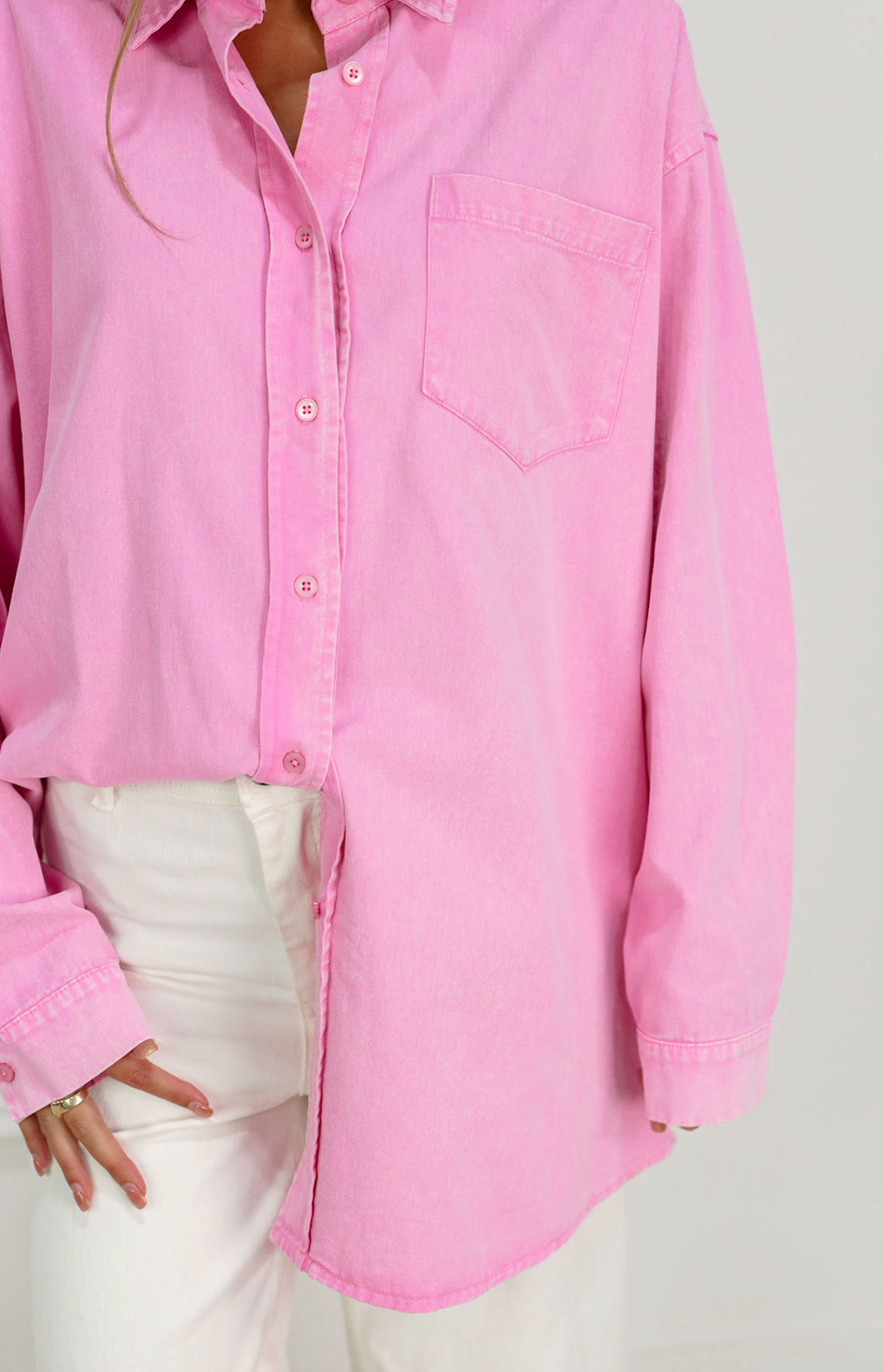 Pink Pigment Oversized Shirt Dress