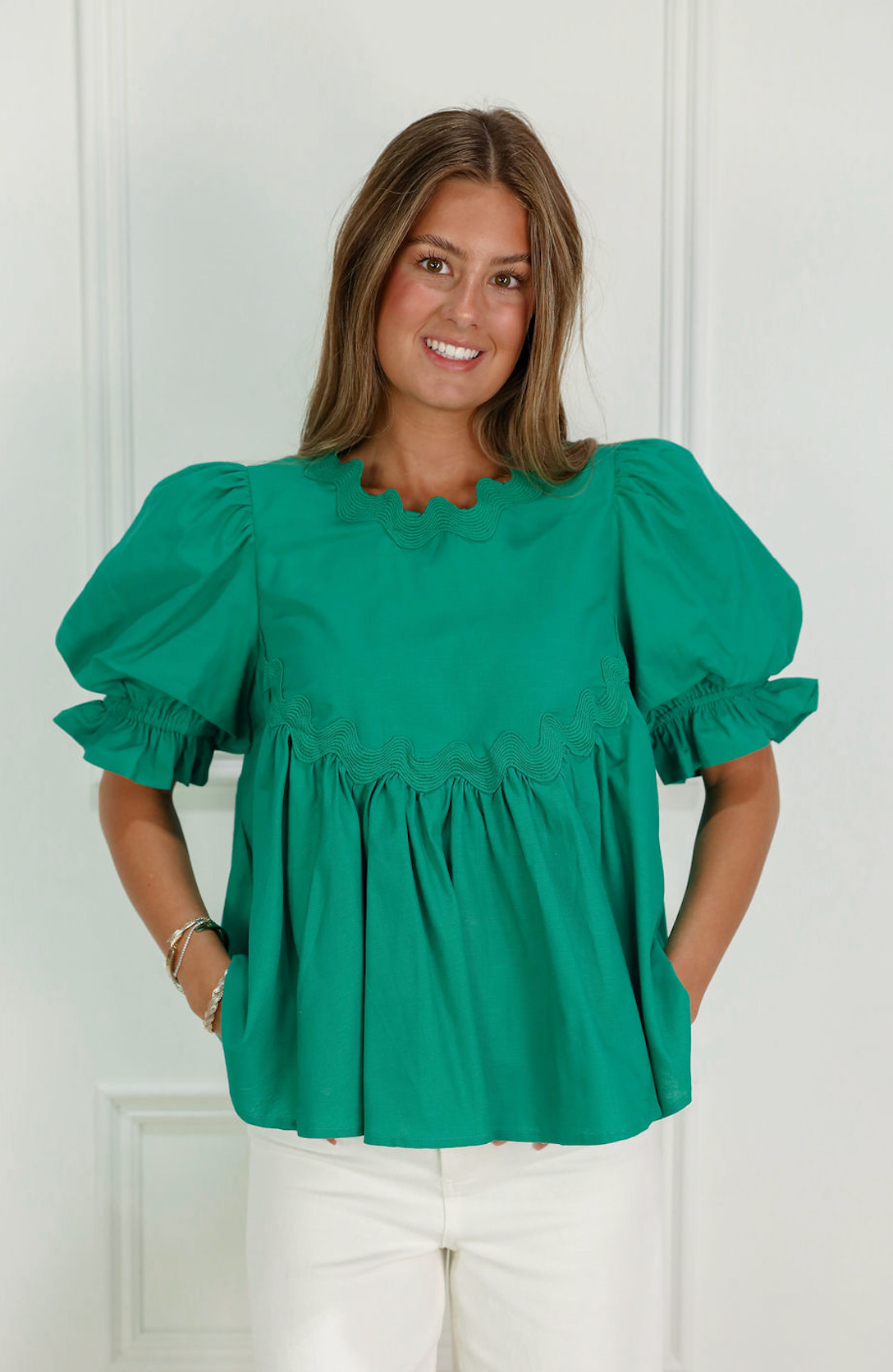 Green Ric Rac Swing Top