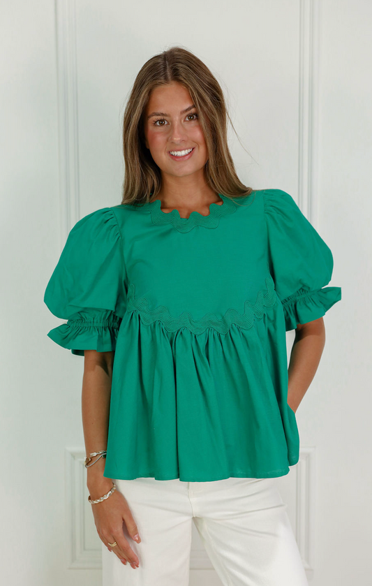 Green Ric Rac Swing Top