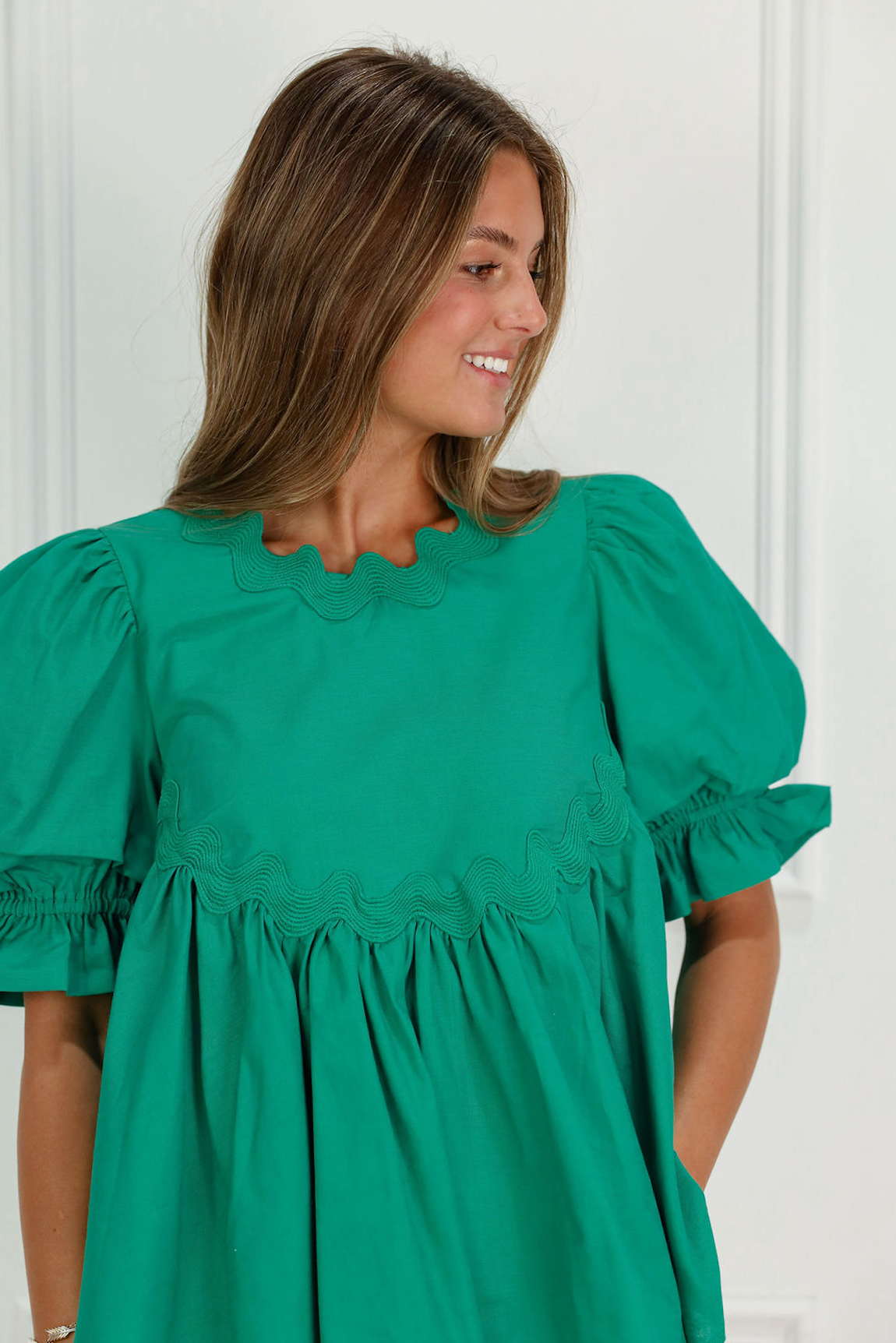 Green Ric Rac Swing Top
