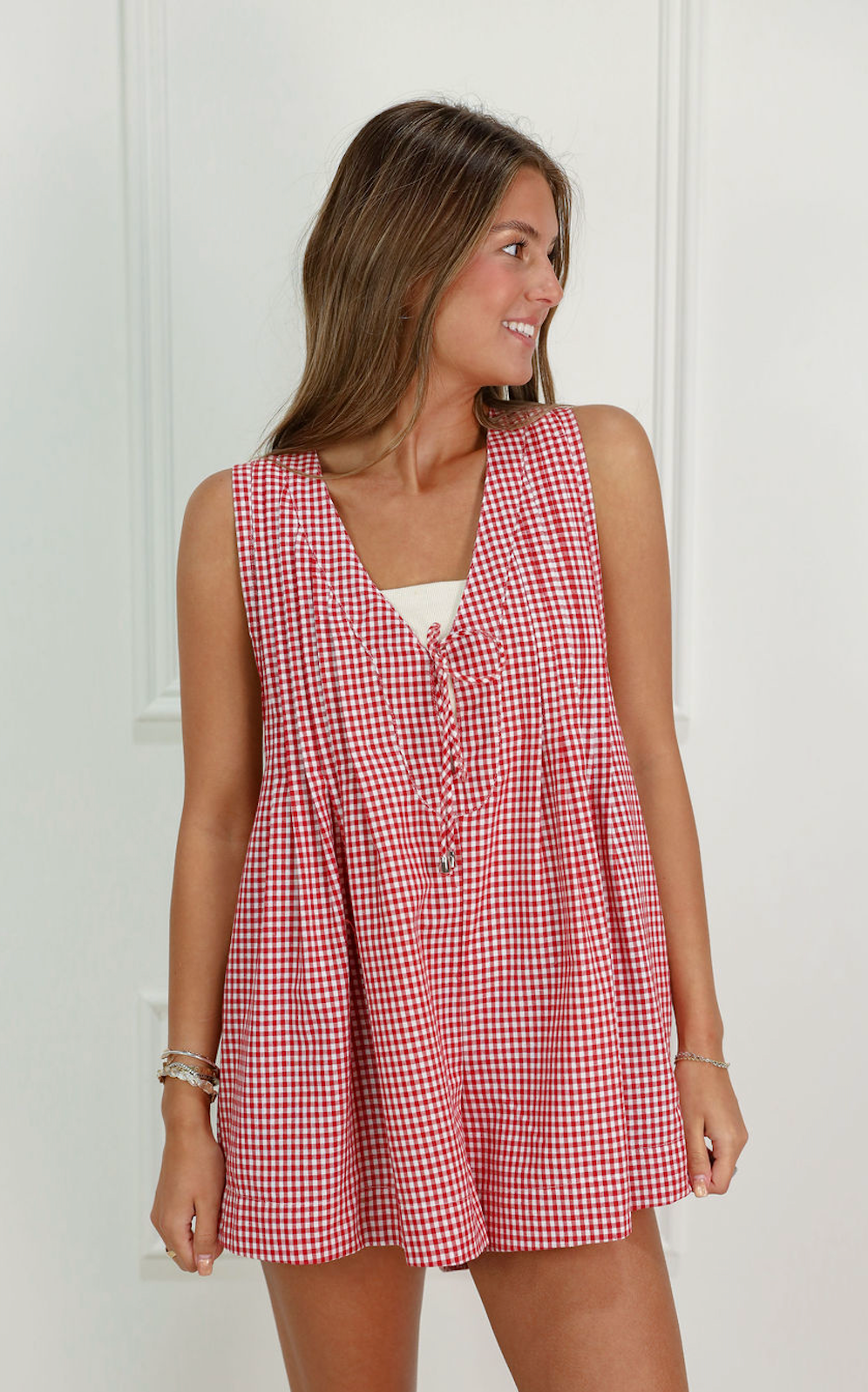 Marley Red Gingham Romper