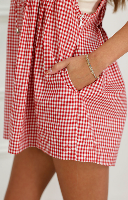 Marley Red Gingham Romper
