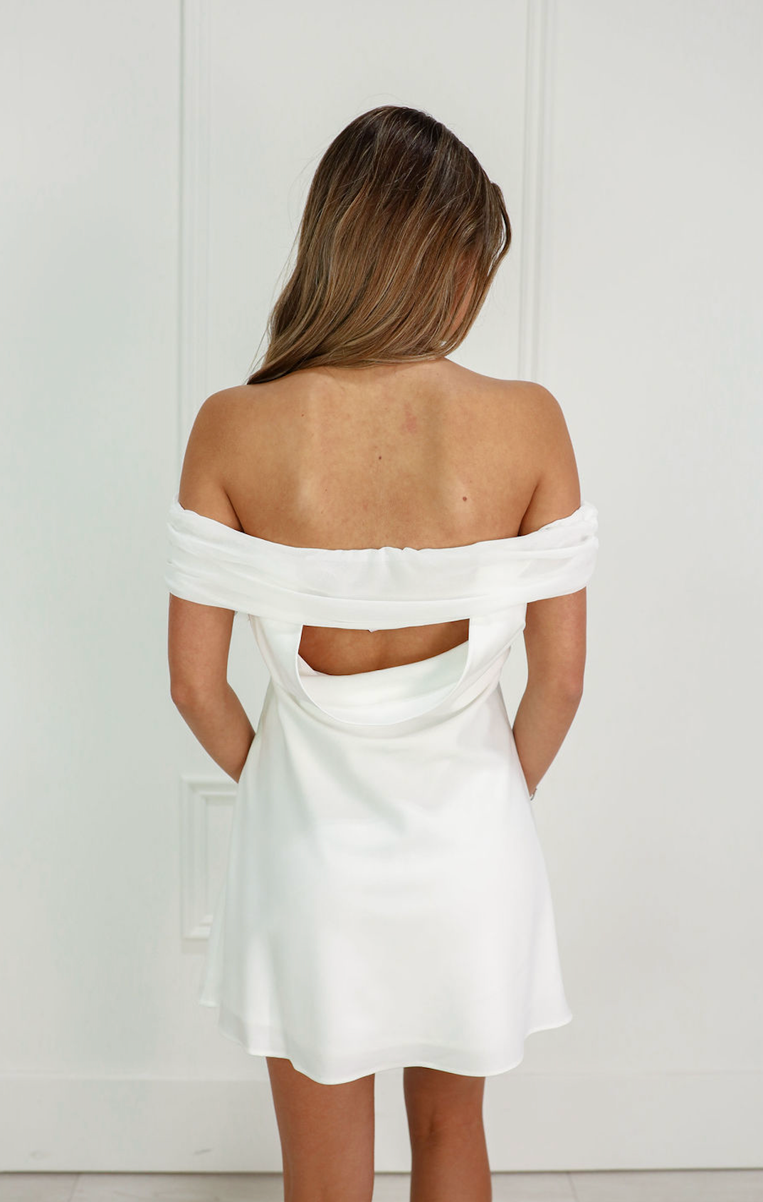 Open Back Cowl Dress White