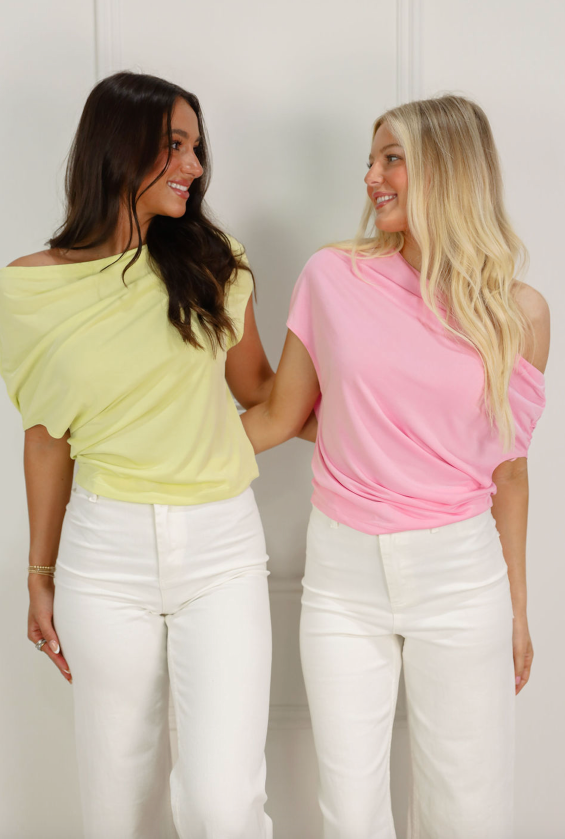 Loose Fit Off Shoulder Top Pink