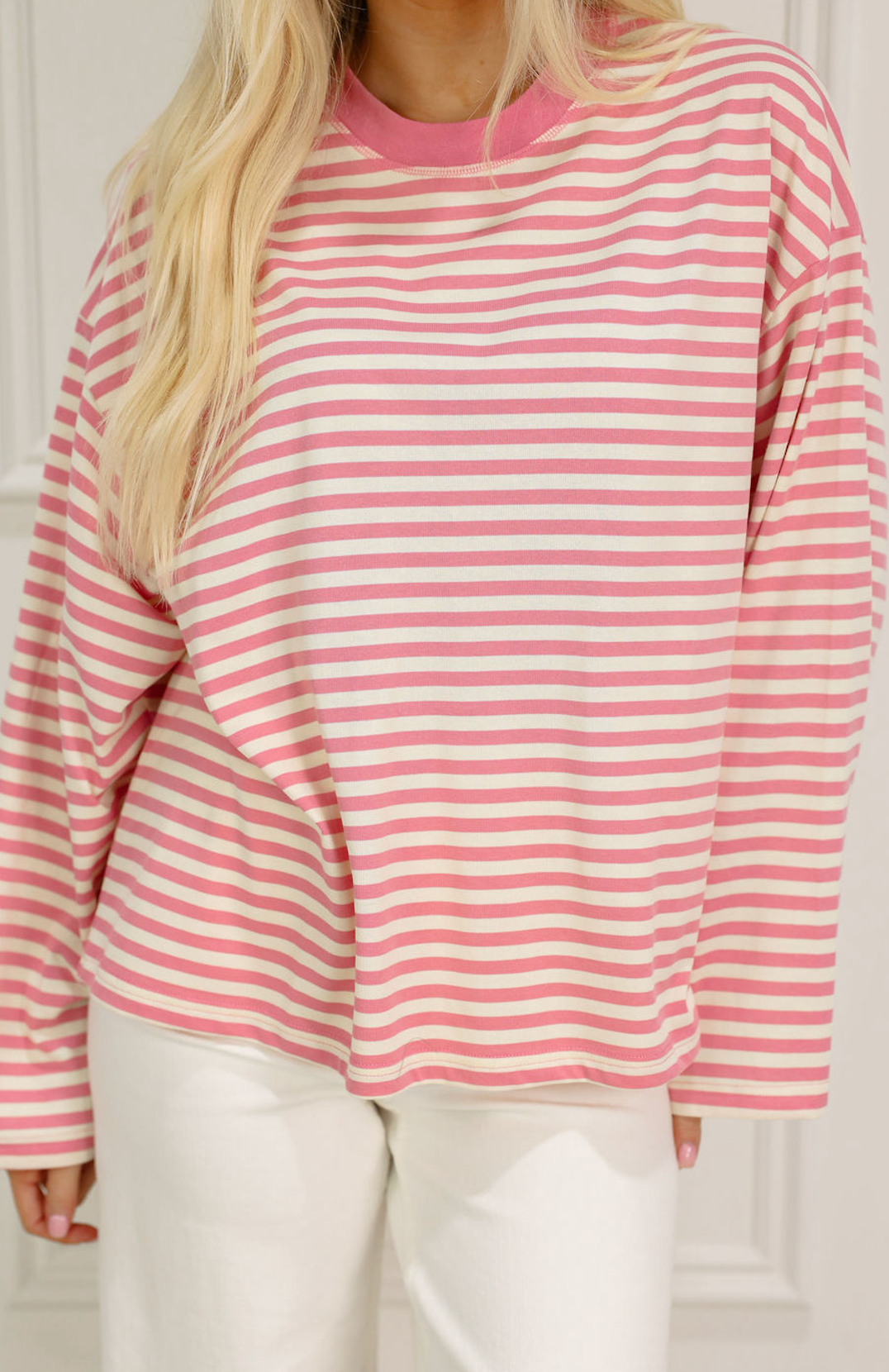 Stripe Long Sleeve Top Pink