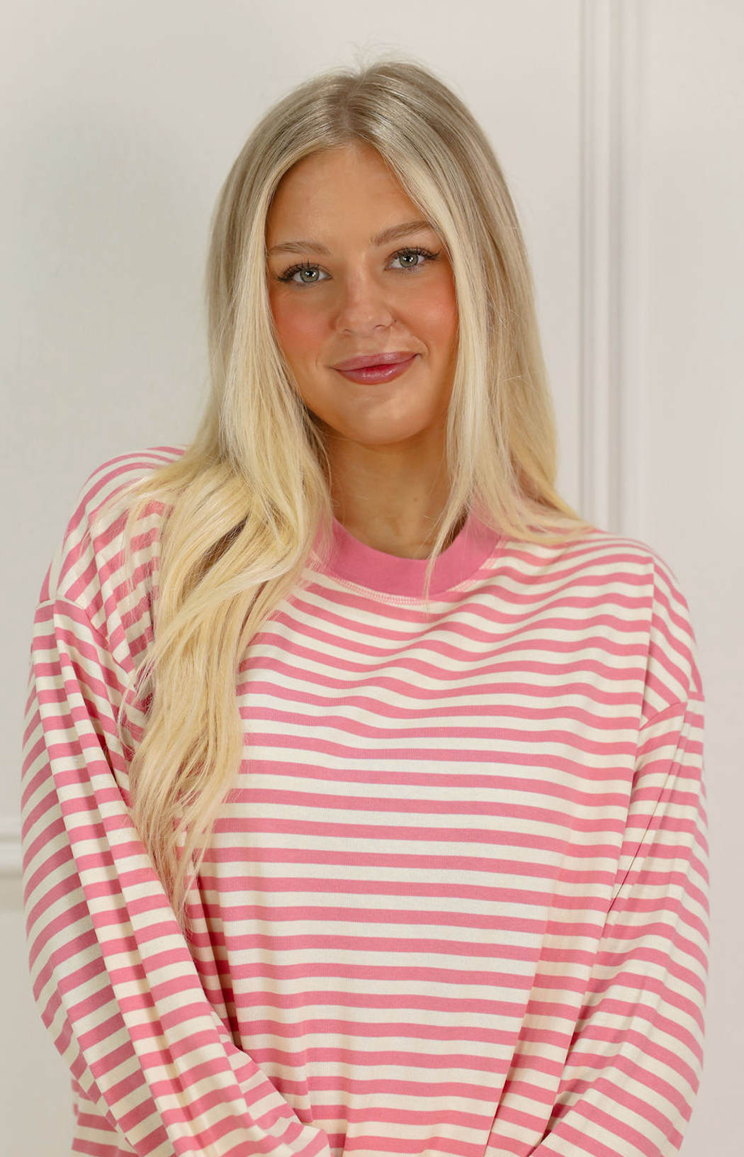 Stripe Long Sleeve Top Pink