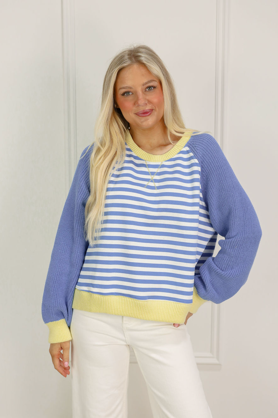 Blue/Yellow Stripe Pullover Sweater