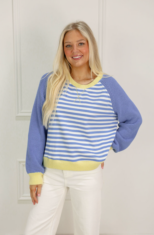 Blue/Yellow Stripe Pullover Sweater