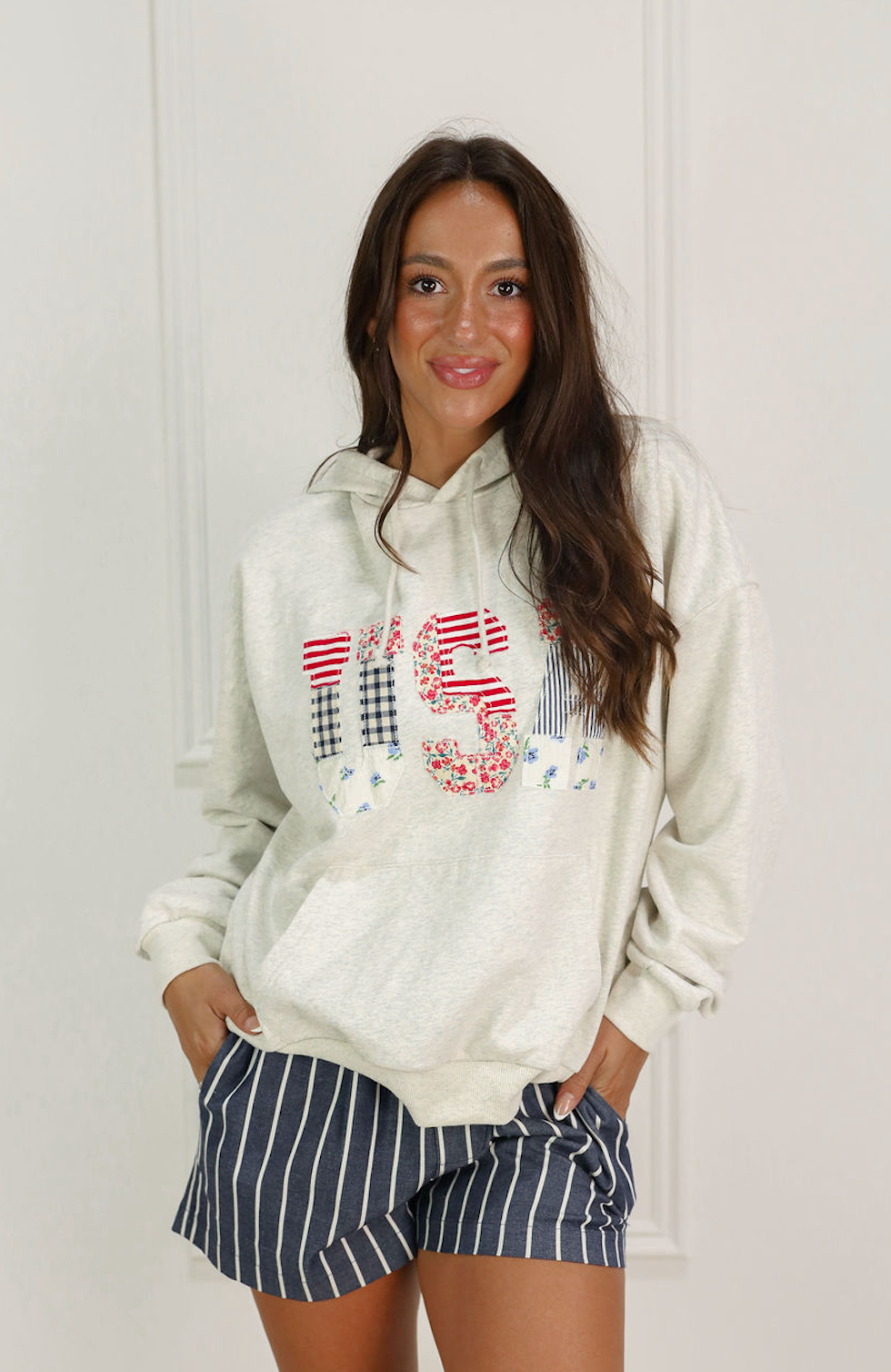 USA Floral Patchwork Hoodie