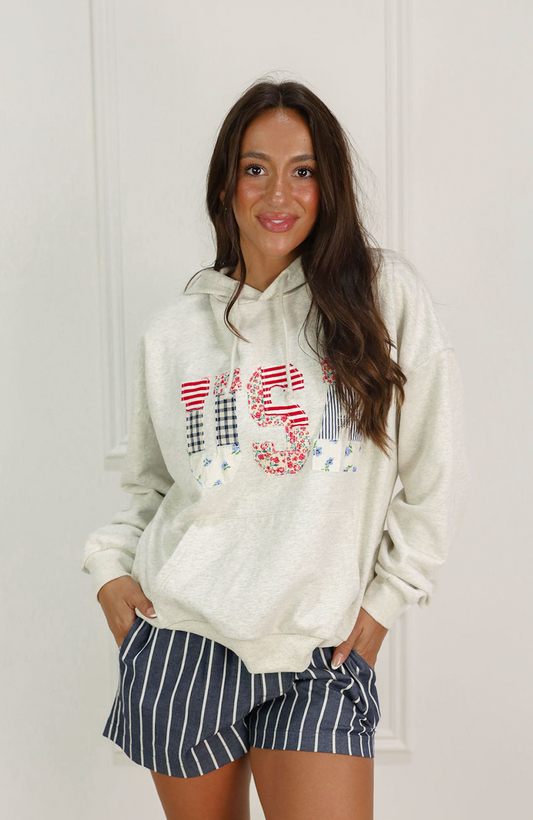 USA Floral Patchwork Hoodie