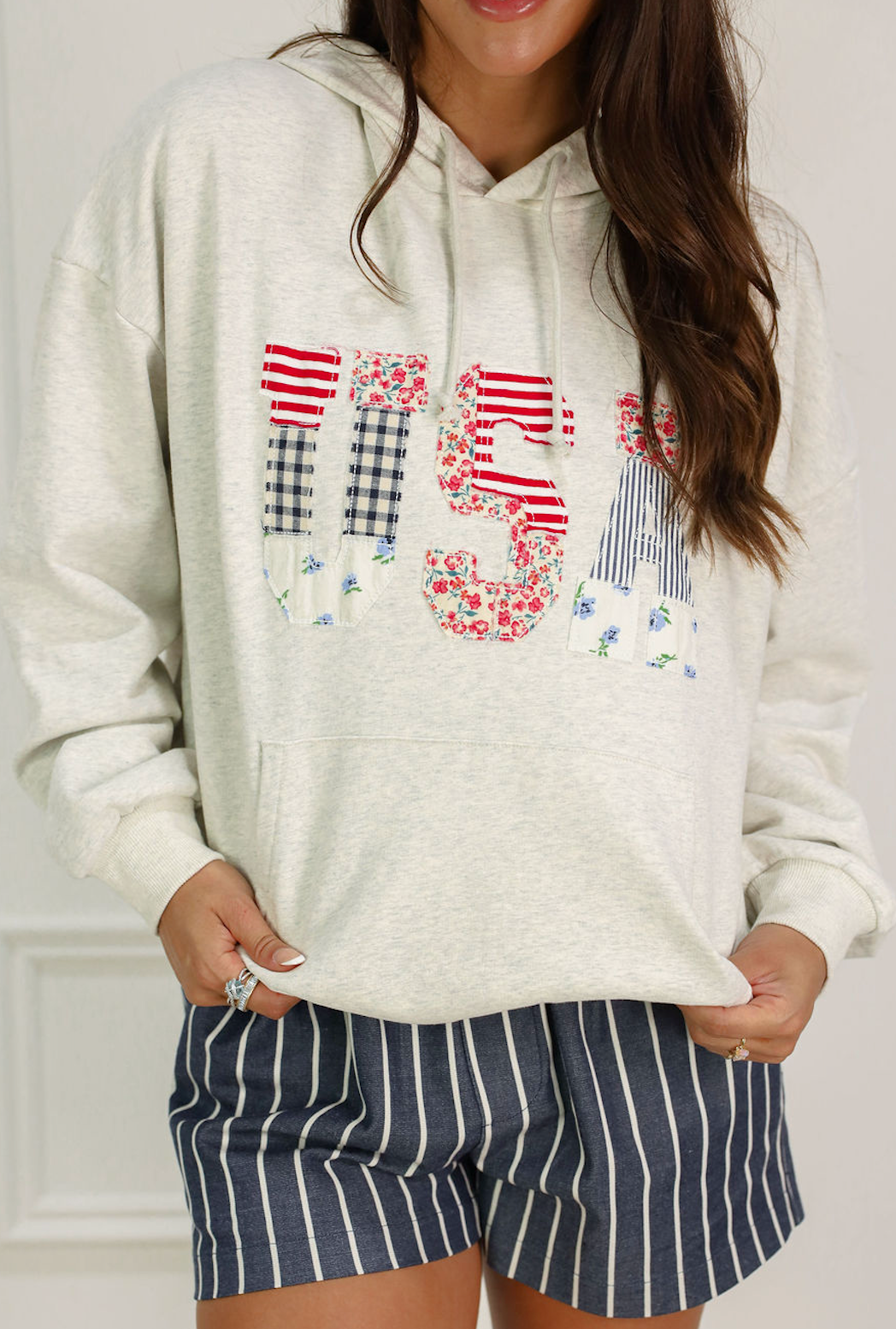 USA Floral Patchwork Hoodie