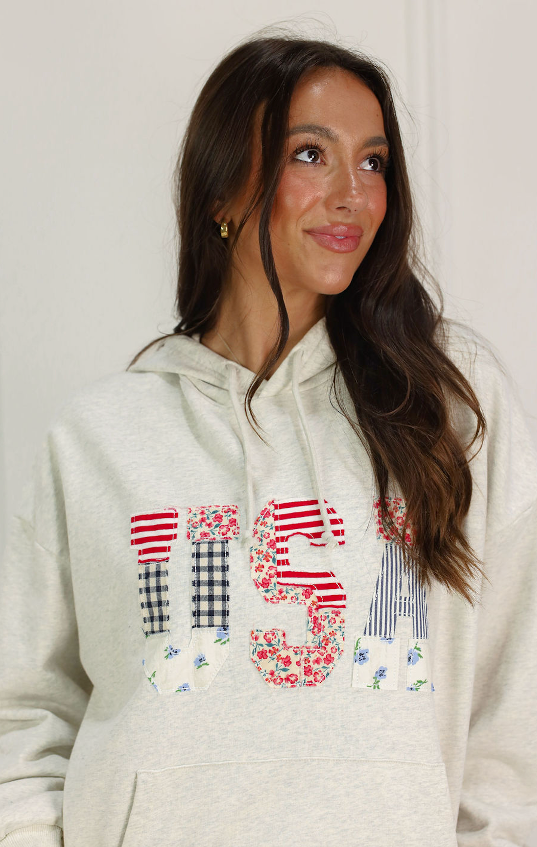 USA Floral Patchwork Hoodie