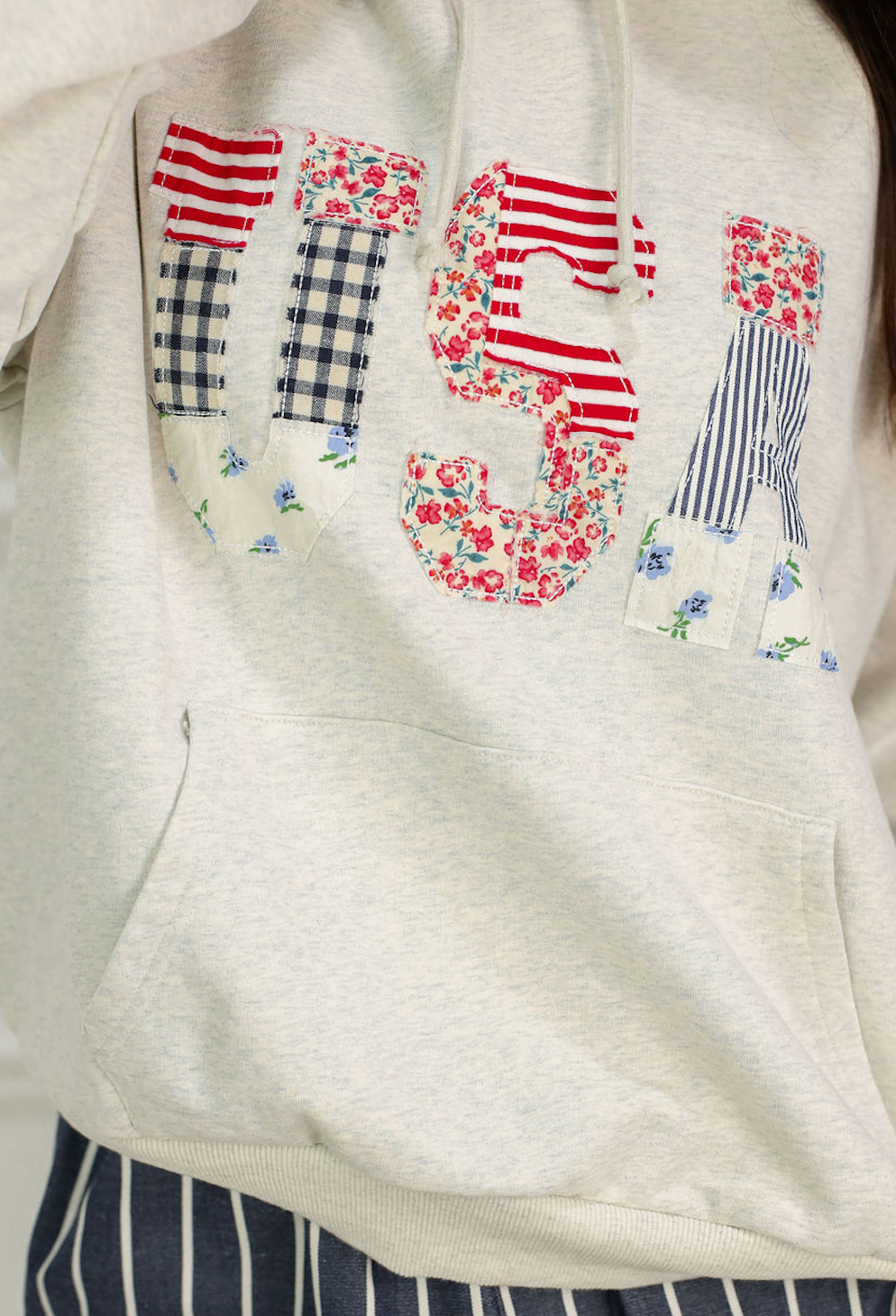 USA Floral Patchwork Hoodie