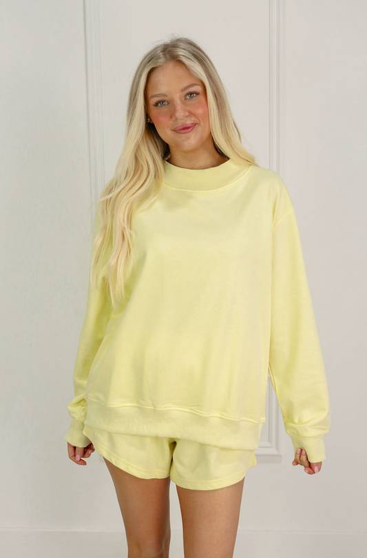 Mock Sweatshirt & Shorts Set of 2 Lemon