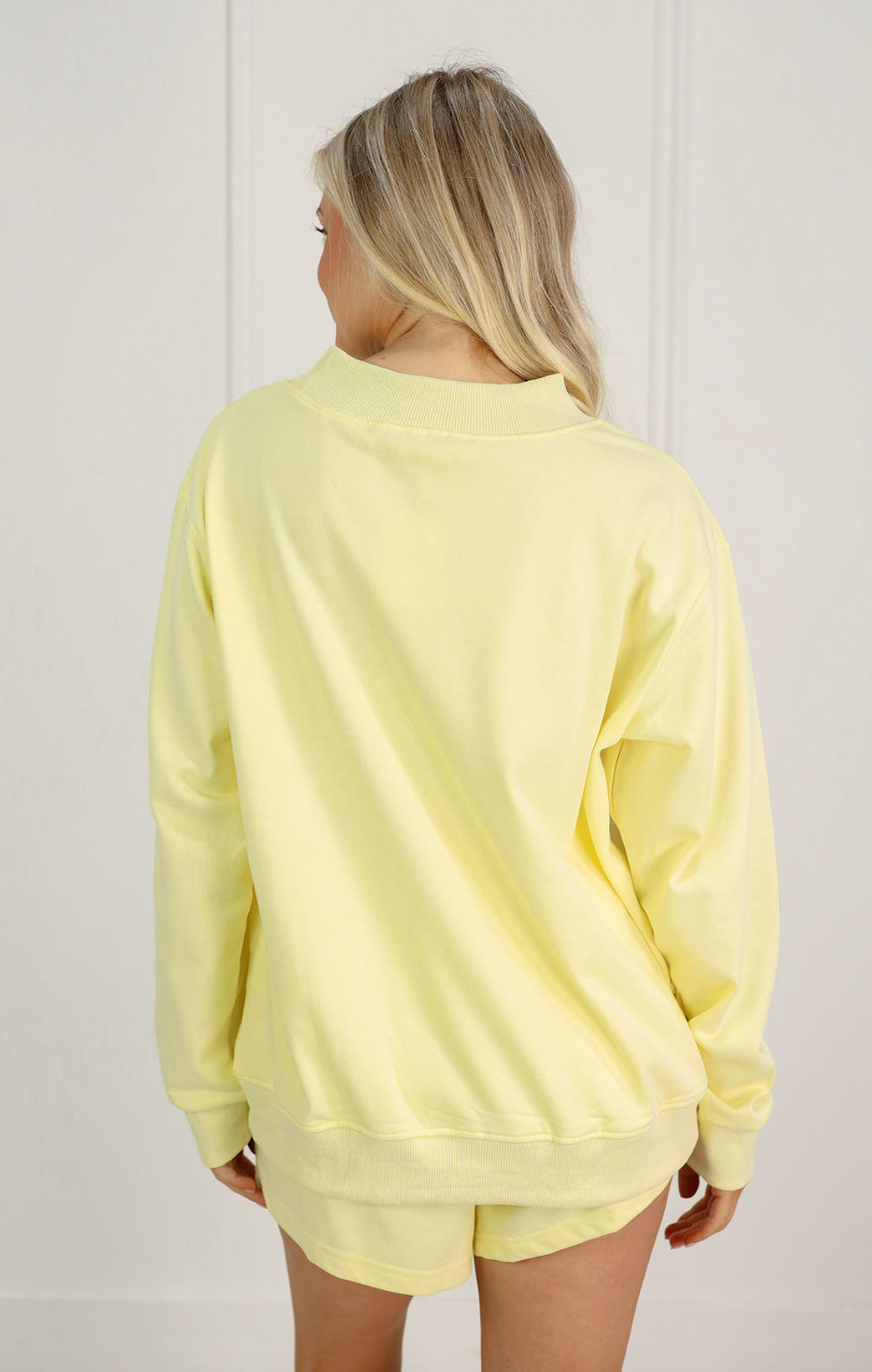 Mock Sweatshirt & Shorts Set of 2 Lemon - Clothe Boutique