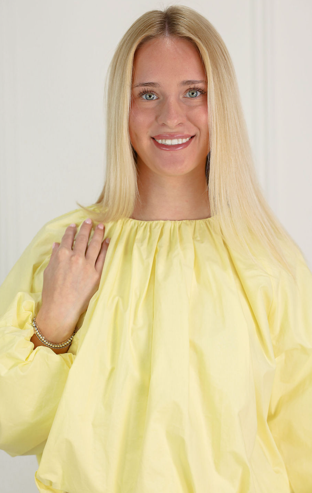 Gathered Sleeve Blouse Lemon