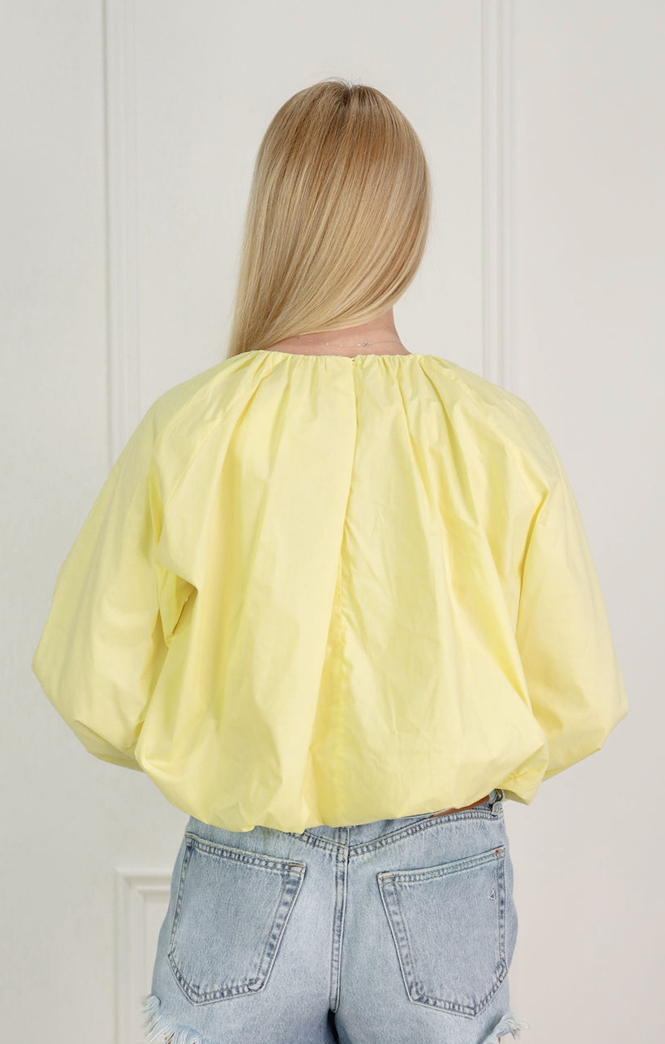 Gathered Sleeve Blouse Lemon