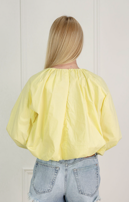 Gathered Sleeve Blouse Lemon