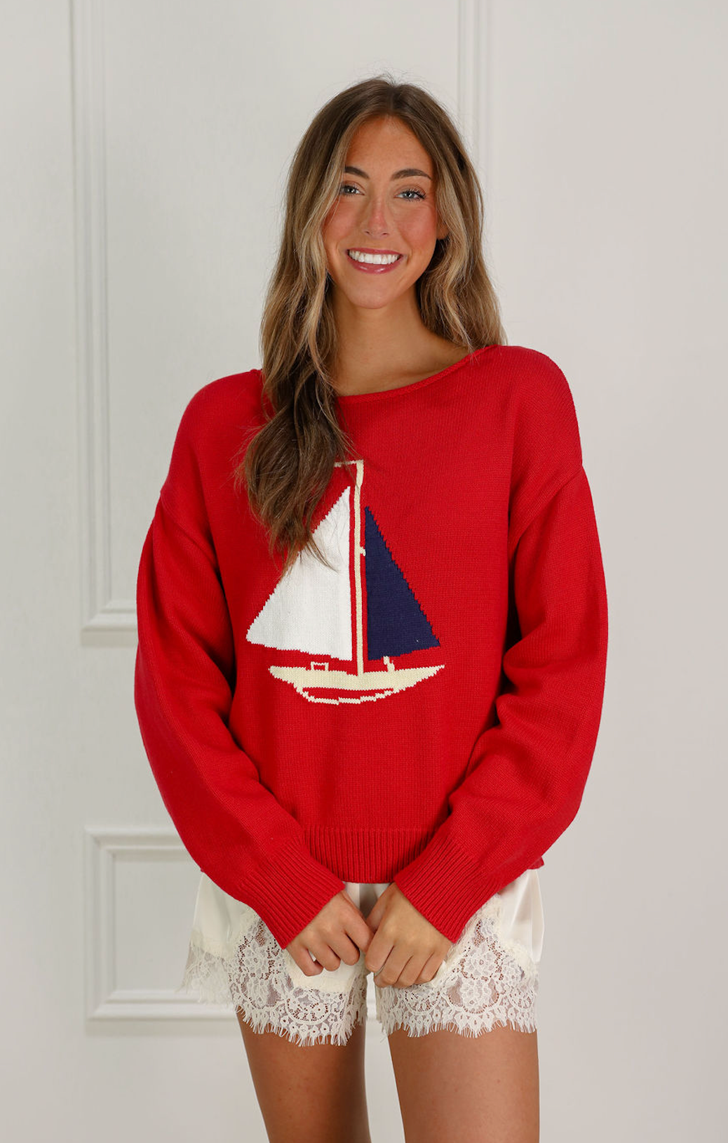 Sail the Coast Sweater Red