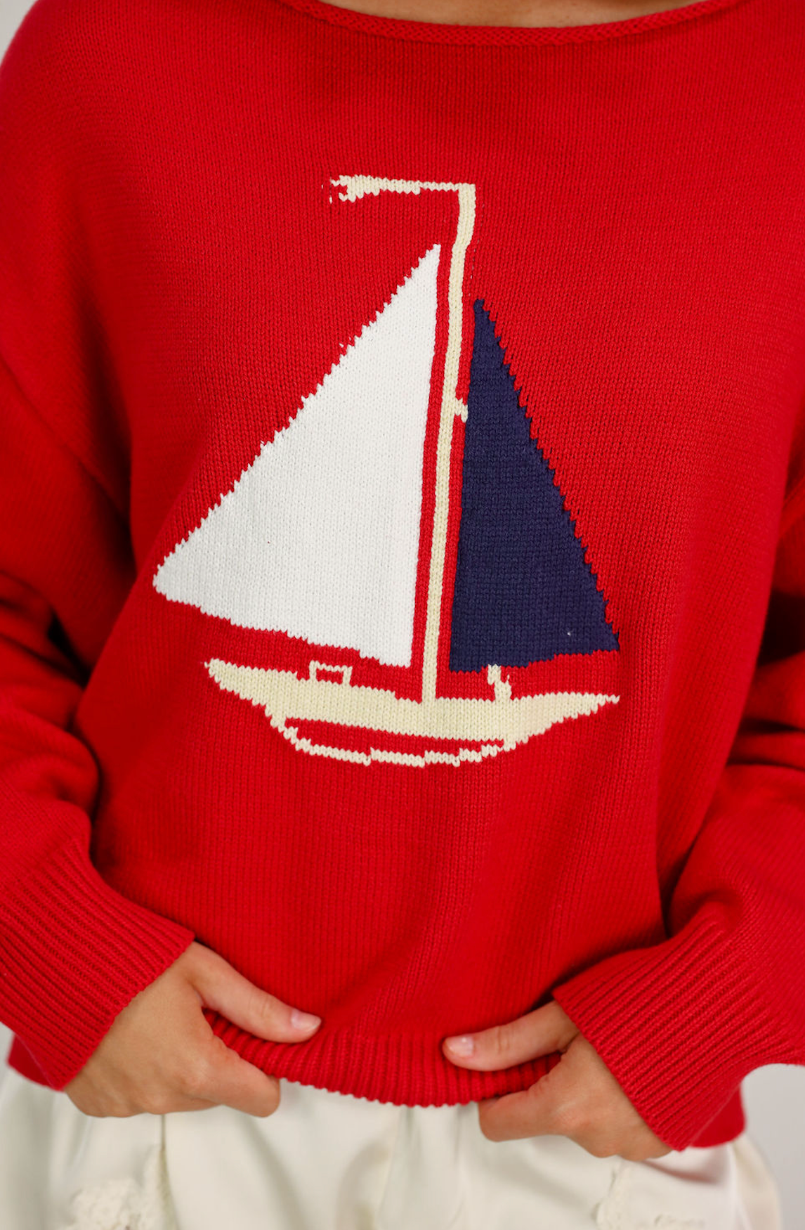 Sail the Coast Sweater Red