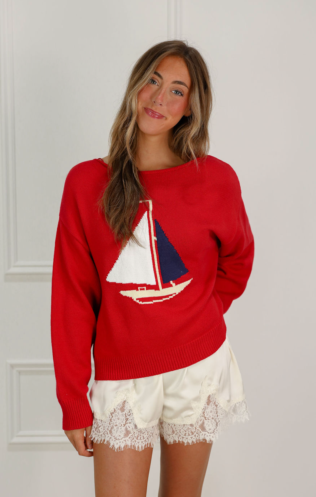 Sail the Coast Sweater Red