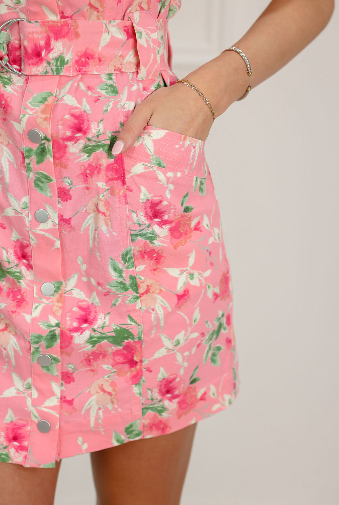 Lydia Floral Belted Button Dress