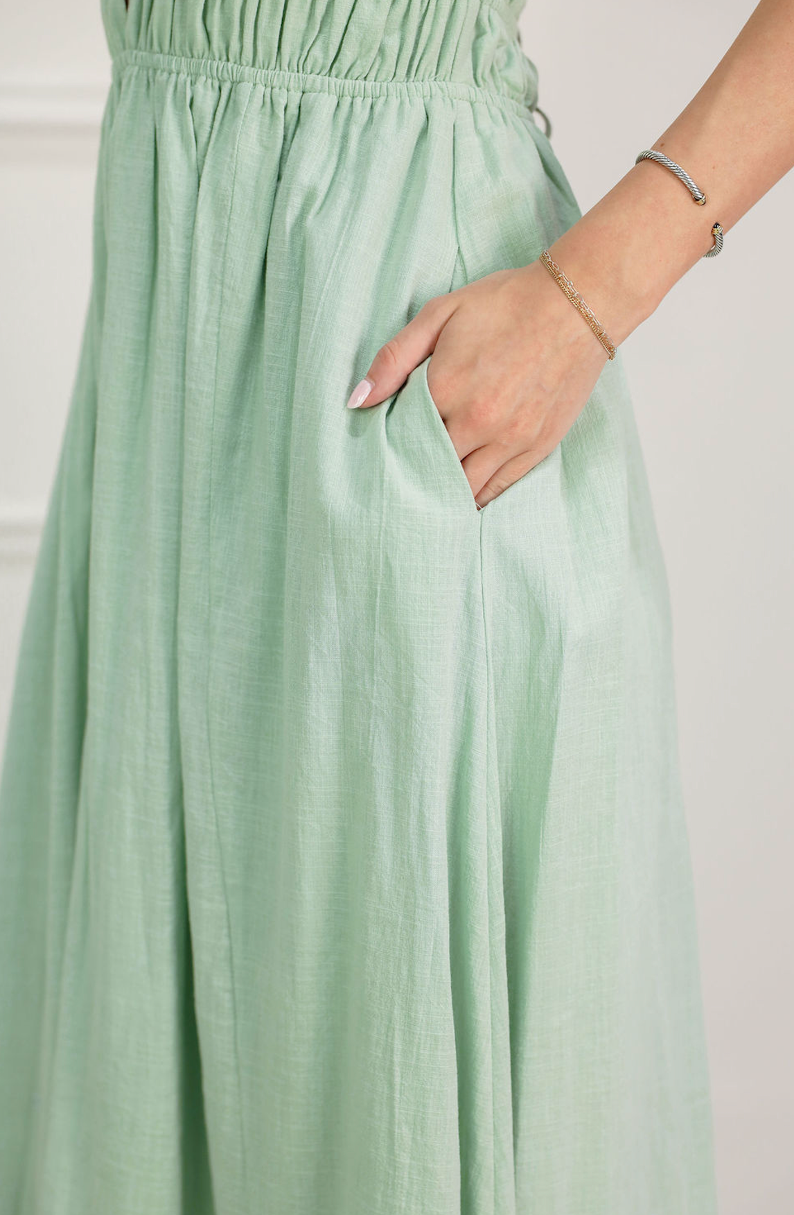 Sage Linen Halter Maxi Dress